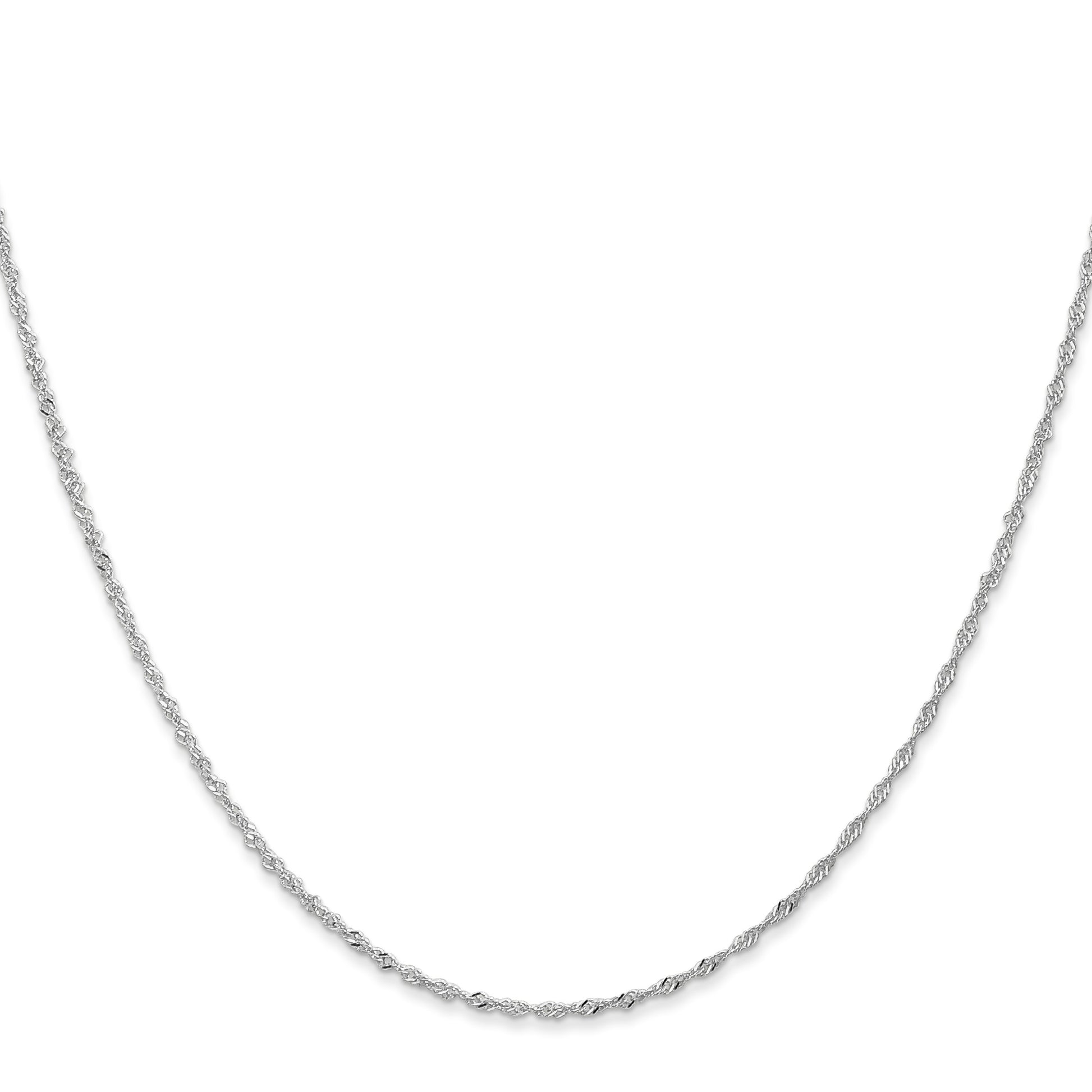 14K White Gold 24 inch 1.10mm Singapore with Spring Ring Clasp Chain