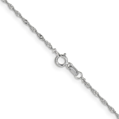 14K White Gold 18 inch 1.10mm Singapore with Spring Ring Clasp Chain