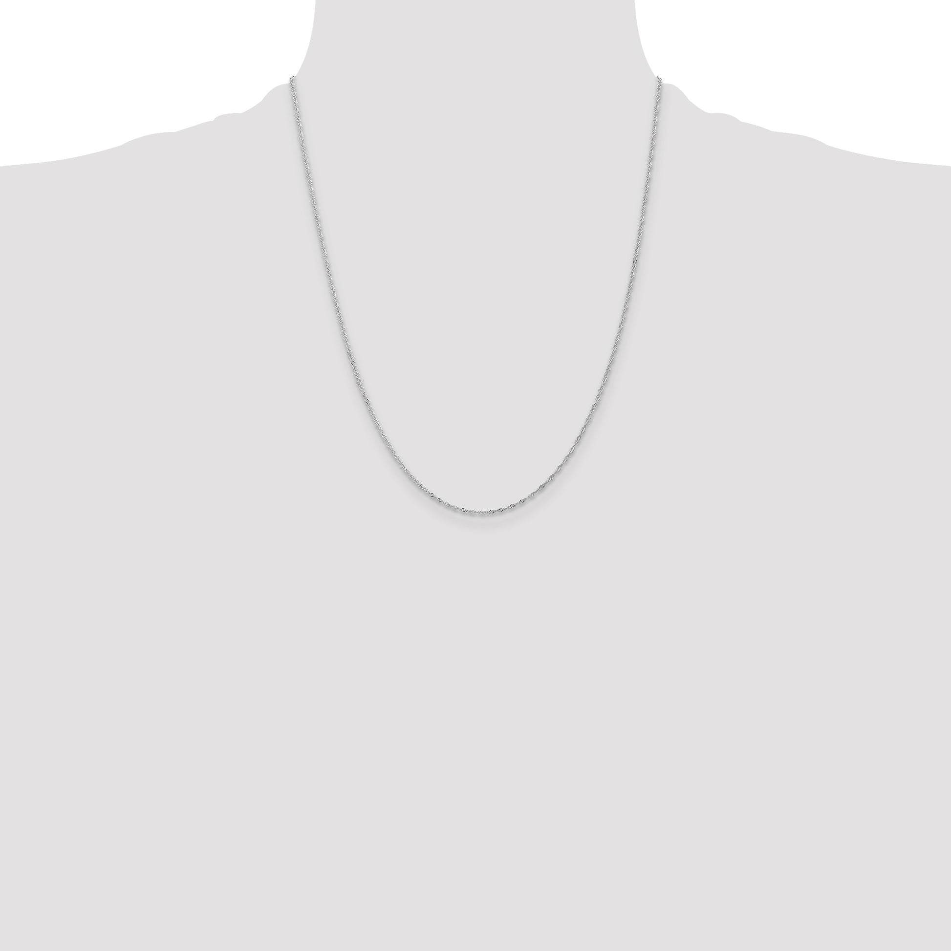 14K White Gold 22 inch 1.10mm Singapore with Spring Ring Clasp Chain