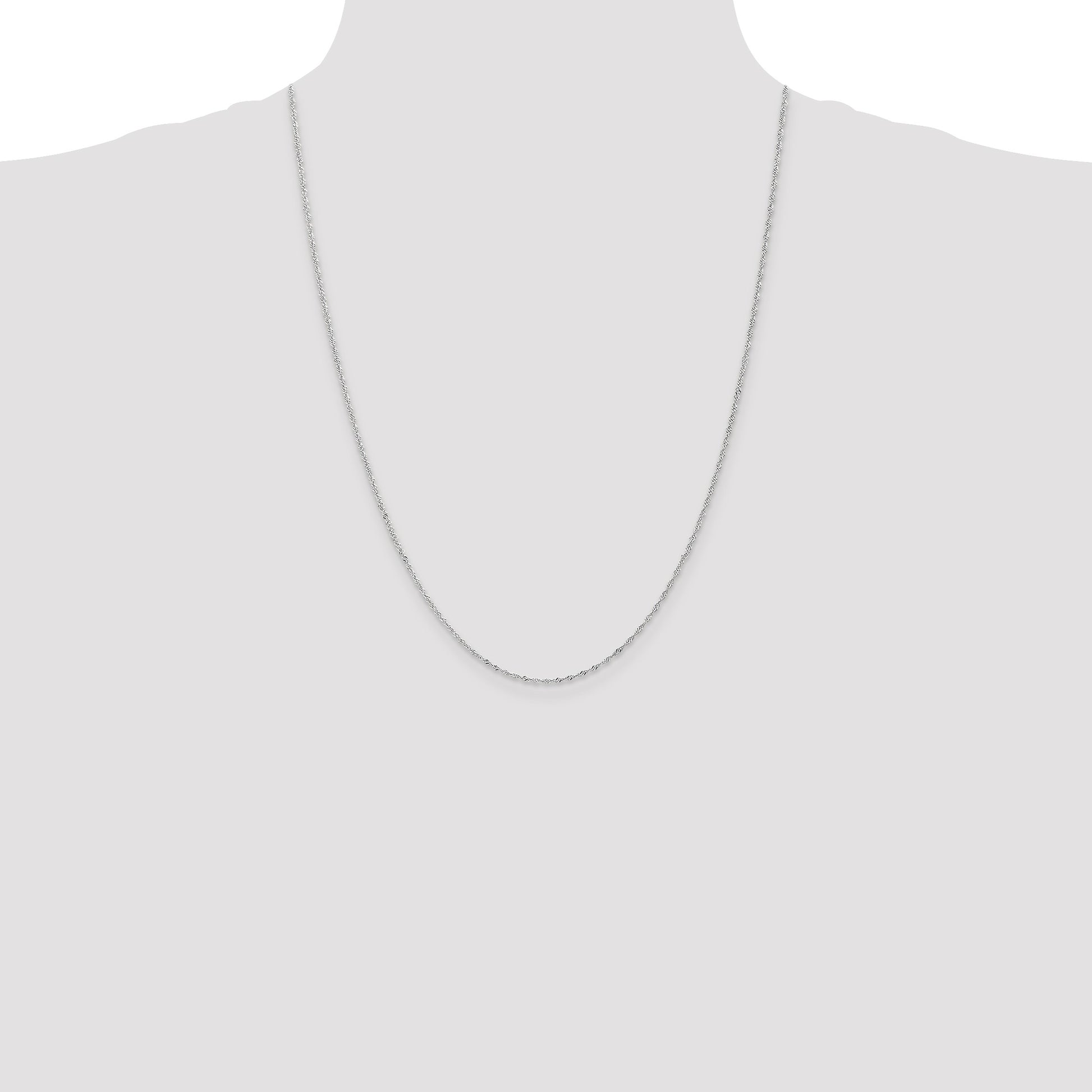14K White Gold 24 inch 1.10mm Singapore with Spring Ring Clasp Chain