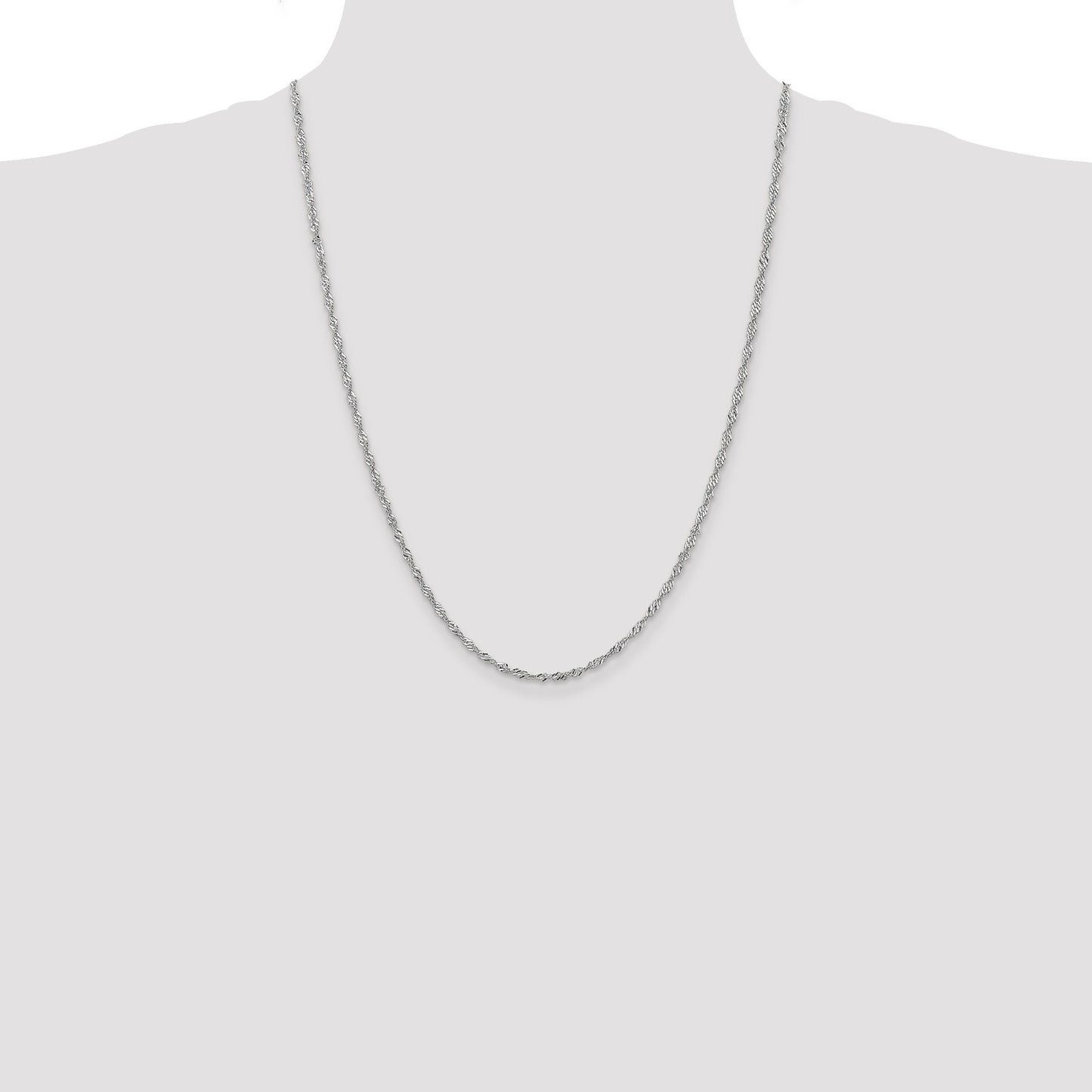 14K White Gold 24 inch 2.0mm Singapore with Lobster Clasp Chain