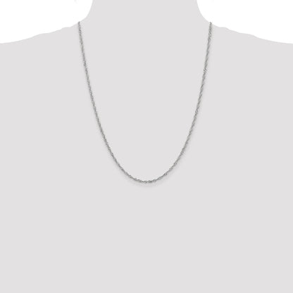 14K White Gold 24 inch 2.0mm Singapore with Lobster Clasp Chain