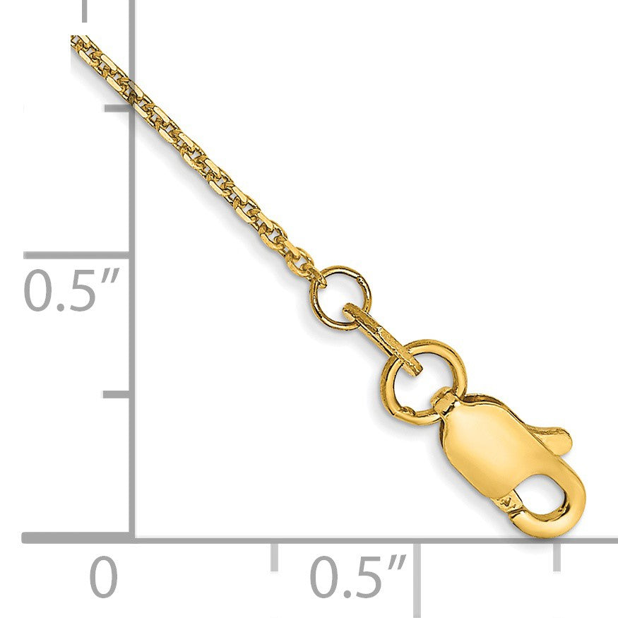 14K 10 inch .95mm Diamond-cut Cable with Lobster Clasp Anklet