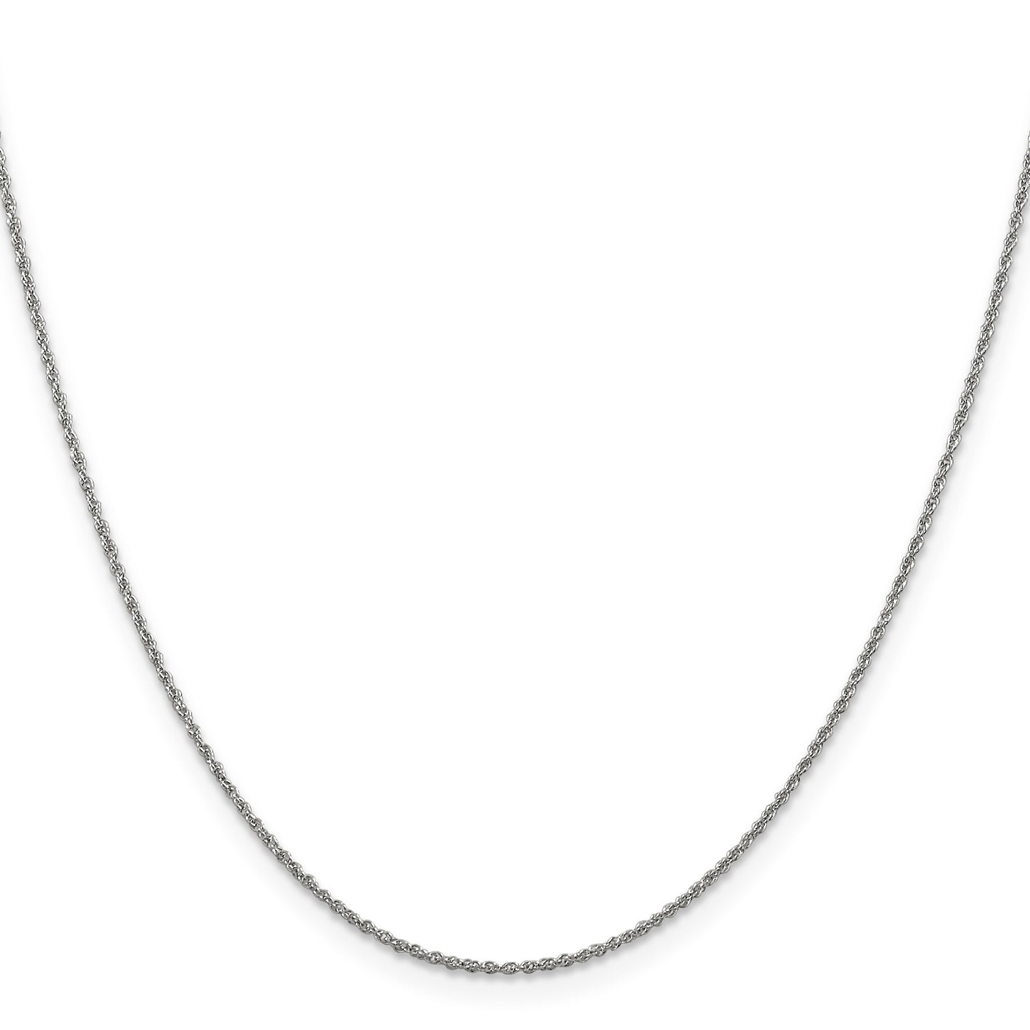 14K White Gold 22 inch 1.1mm Baby Rope with Spring Ring Clasp Chain