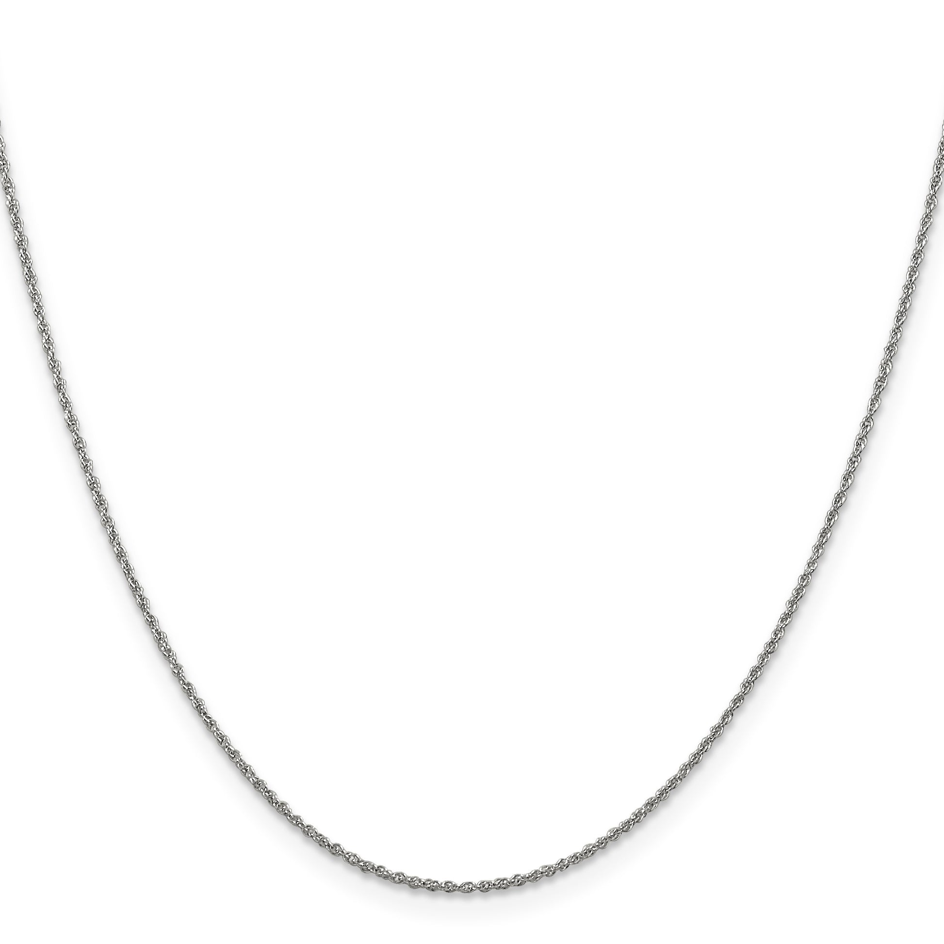 14K White Gold 22 inch 1.1mm Baby Rope with Spring Ring Clasp Chain