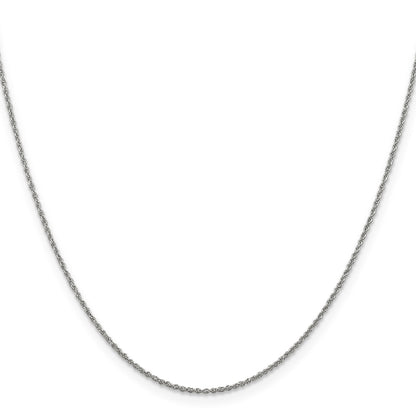 14K White Gold 22 inch 1.1mm Baby Rope with Spring Ring Clasp Chain
