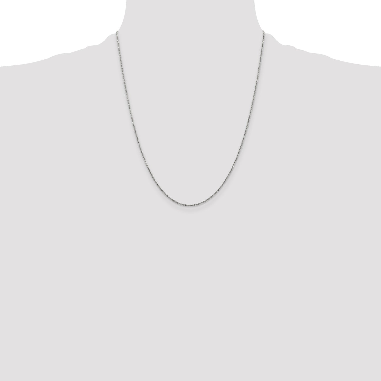 14K White Gold 22 inch 1.1mm Baby Rope with Spring Ring Clasp Chain