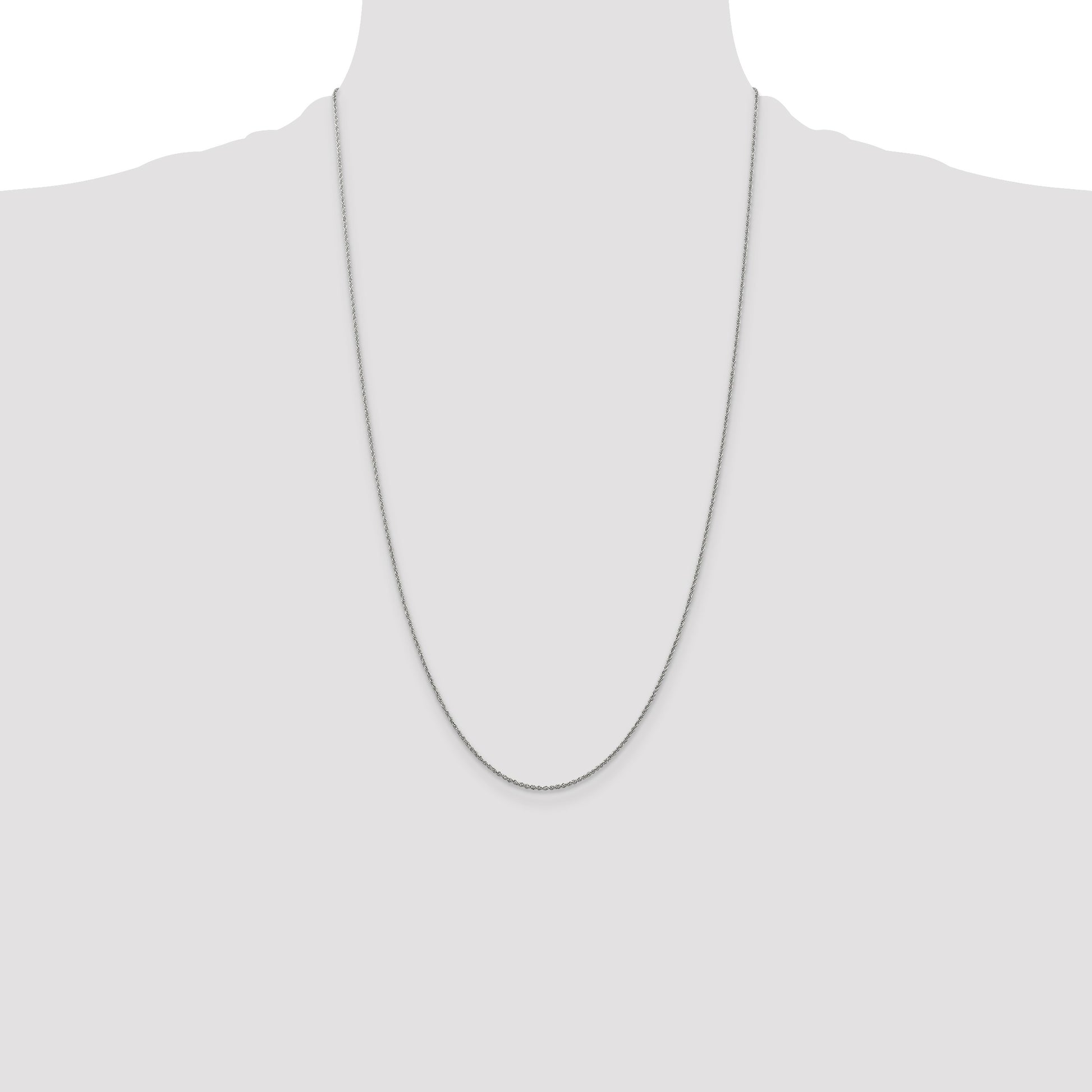14K White Gold 26 inch 1.1mm Baby Rope with Spring Ring Clasp Chain