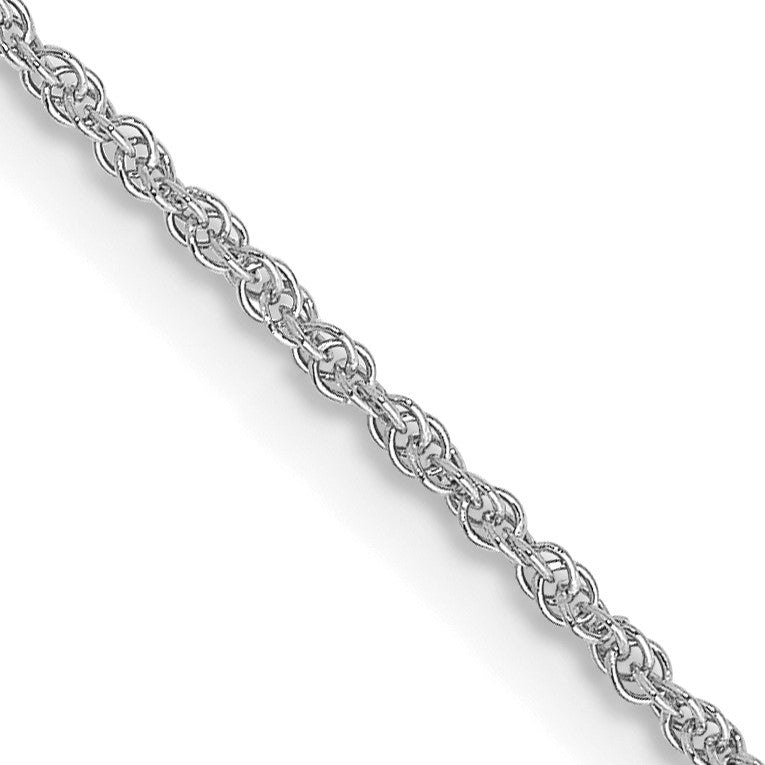14K White Gold 22 inch 1.1mm Baby Rope with Spring Ring Clasp Chain