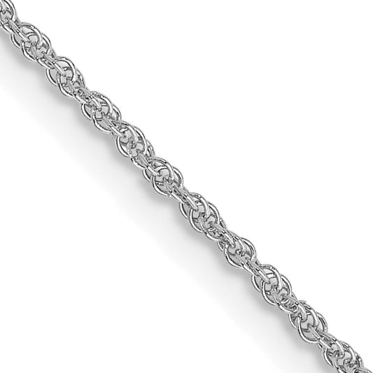 14K White Gold 22 inch 1.1mm Baby Rope with Spring Ring Clasp Chain