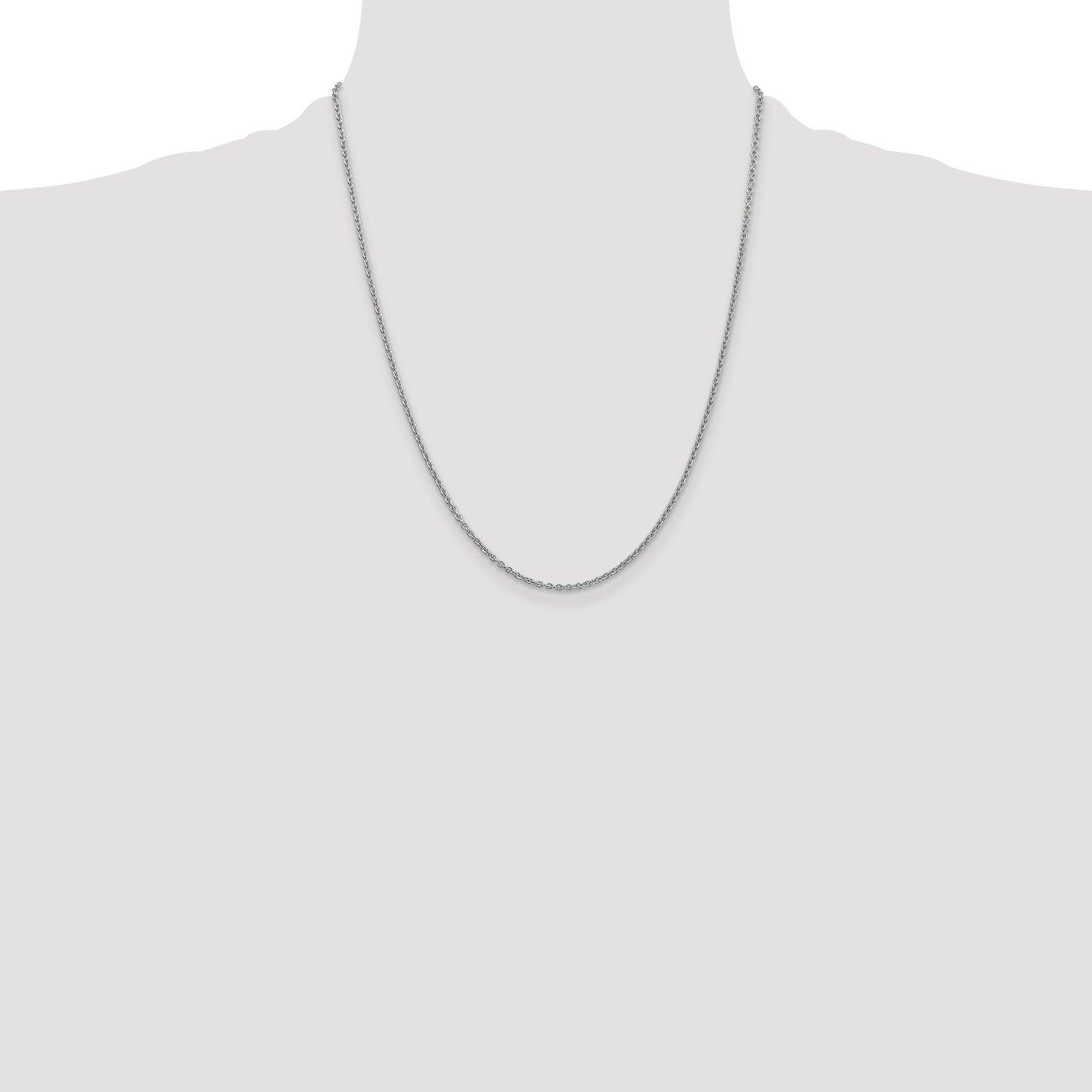 14K White Gold 22 inch 1.8mm Forzantine Cable with Lobster Clasp Chain