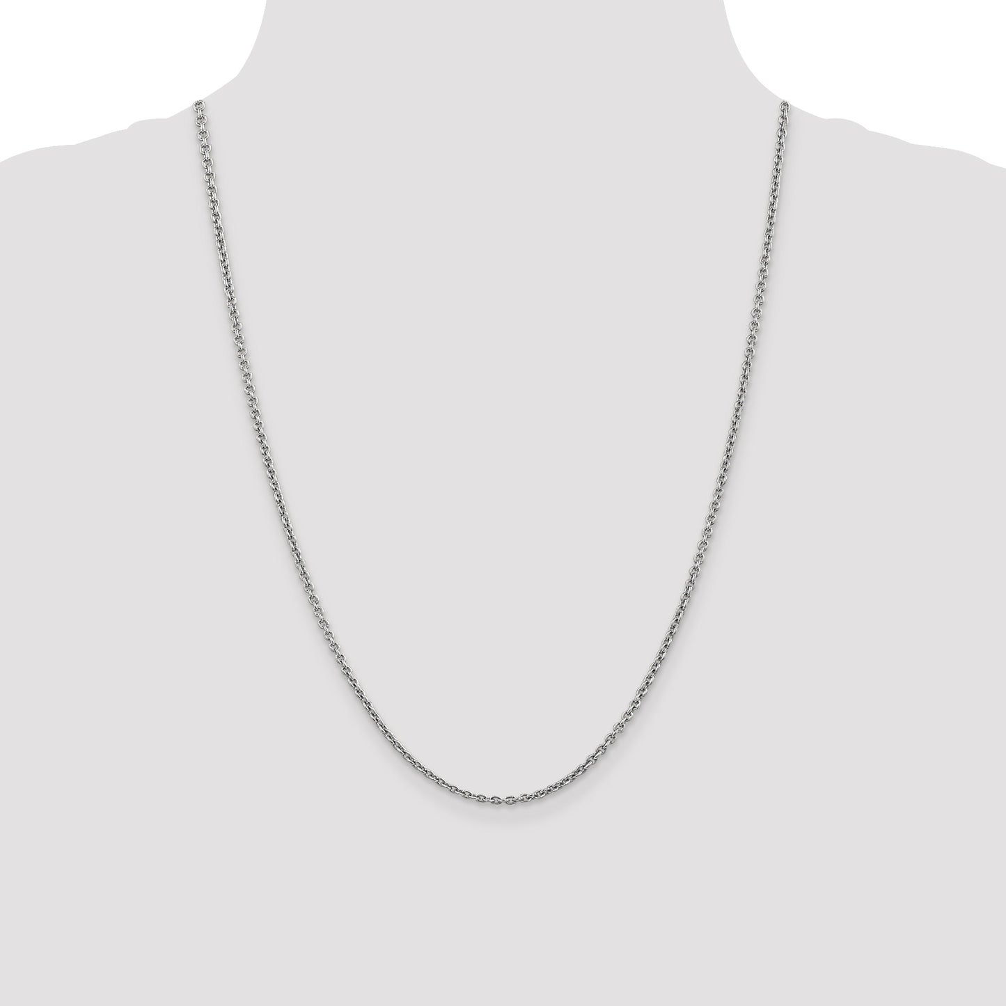 14K White Gold 24 inch 2.2mm Forzantine Cable with Lobster Clasp Chain