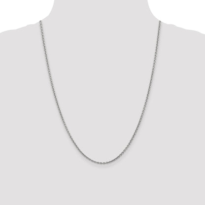 14K White Gold 24 inch 2.2mm Forzantine Cable with Lobster Clasp Chain