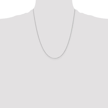 14K White Gold 22 inch .8mm Diamond-cut Cable with Spring Ring Clasp Chain