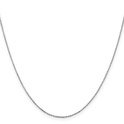 14K White Gold 14 inch .8mm Diamond-cut Cable with Lobster Clasp Chain