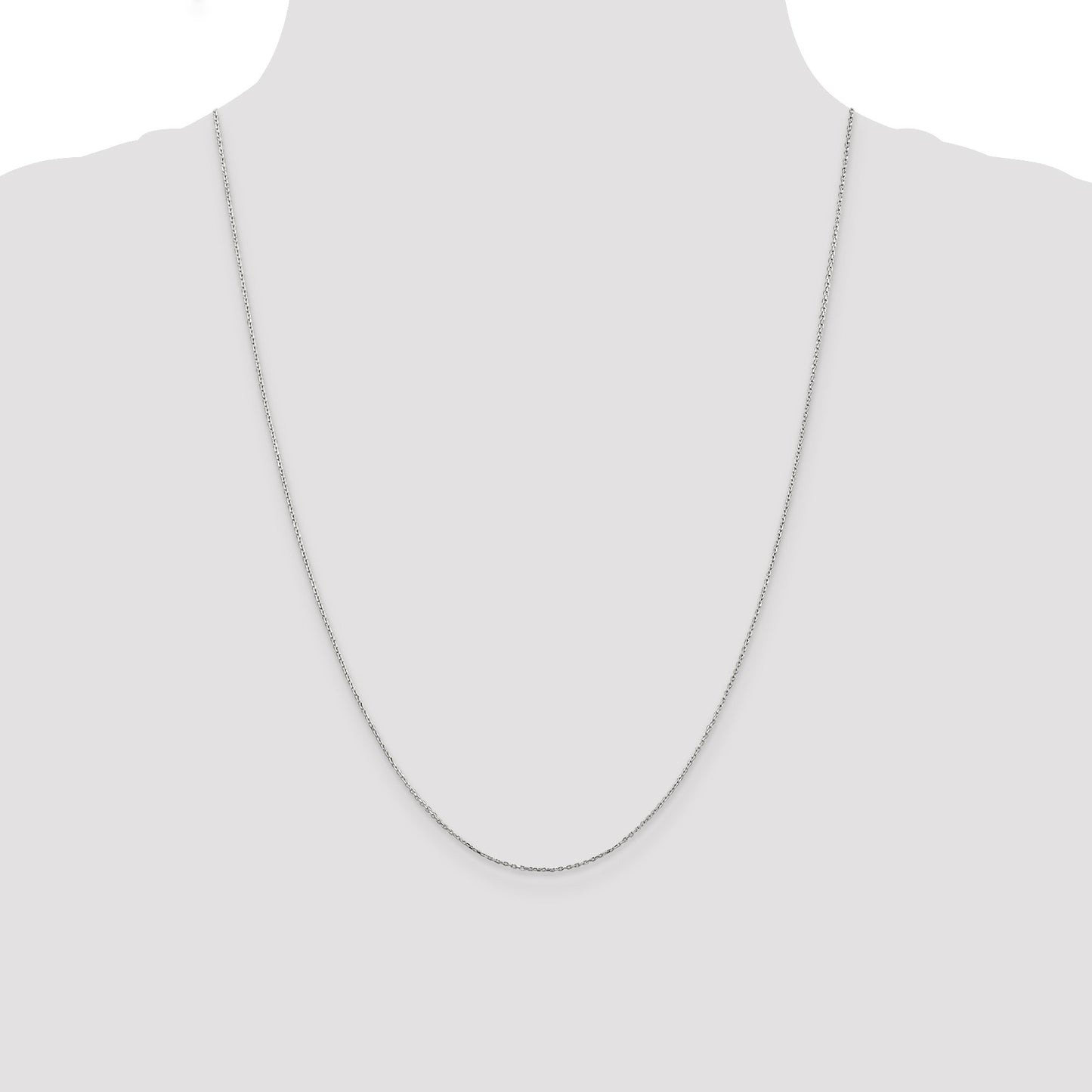 14K White Gold 24 inch .8mm Diamond-cut Cable with Lobster Clasp Chain