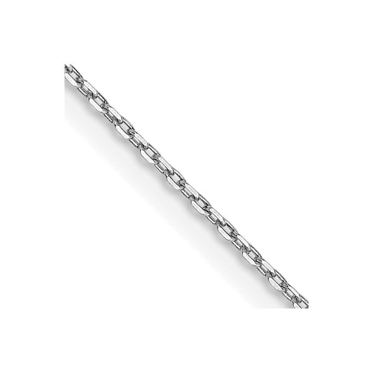 14K White Gold 14 inch .8mm Diamond-cut Cable with Lobster Clasp Chain