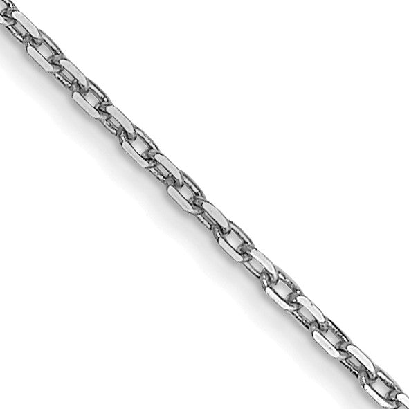14K White Gold 24 inch .8mm Diamond-cut Cable with Spring Ring Clasp Chain