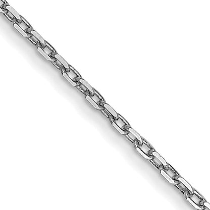 14K White Gold 14 inch .8mm Diamond-cut Cable with Spring Ring Clasp Chain