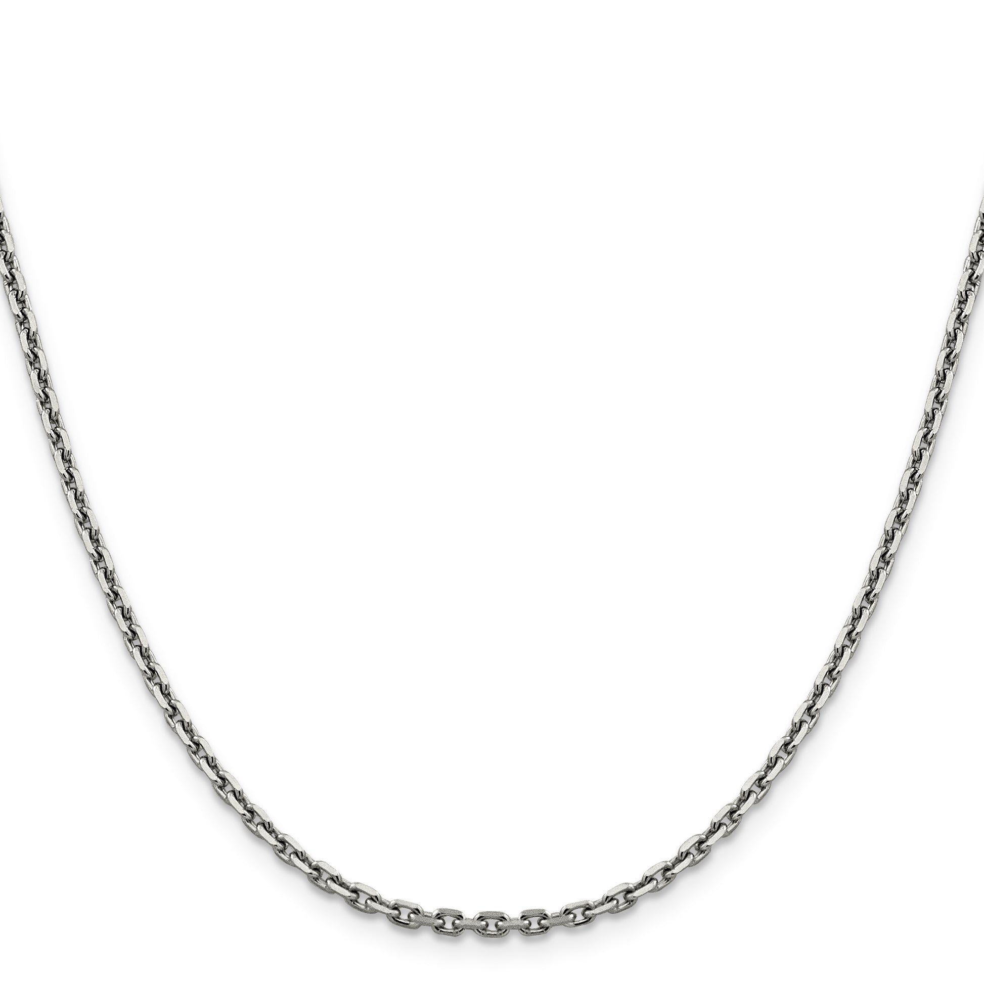 14K White Gold 16 inch 2.5mm Diamond-cut Cable with Lobster Clasp Chain