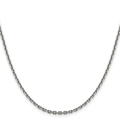 14K White Gold 16 inch 2.5mm Diamond-cut Cable with Lobster Clasp Chain