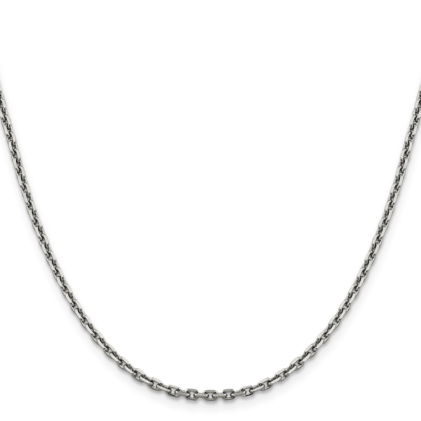 14K White Gold 24 inch 2.5mm Diamond-cut Cable with Lobster Clasp Chain