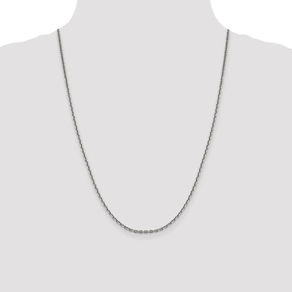 14K White Gold 24 inch 2.5mm Diamond-cut Cable with Lobster Clasp Chain