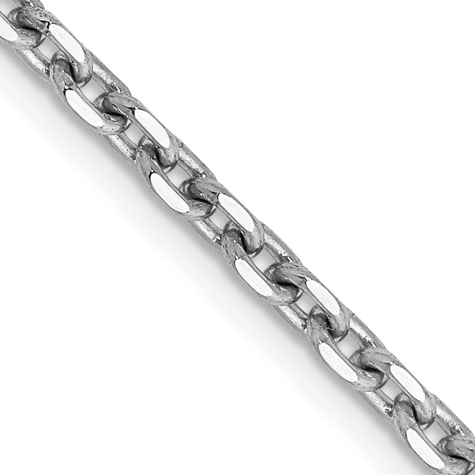 14K White Gold 16 inch 2.5mm Diamond-cut Cable with Lobster Clasp Chain