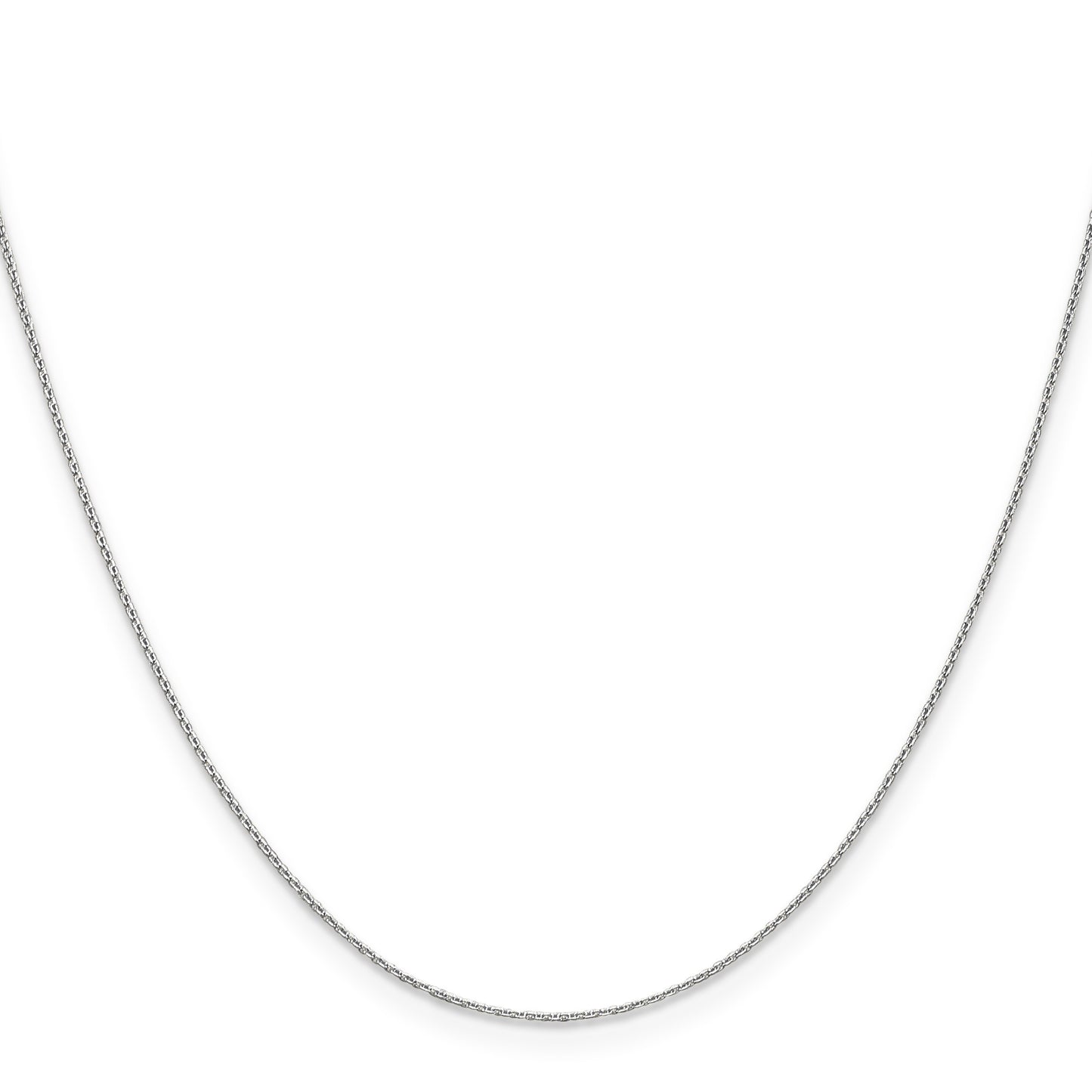 14K White Gold 16 inch .65mm Diamond-cut Round Open Link Cable with Lobster Clasp Chain