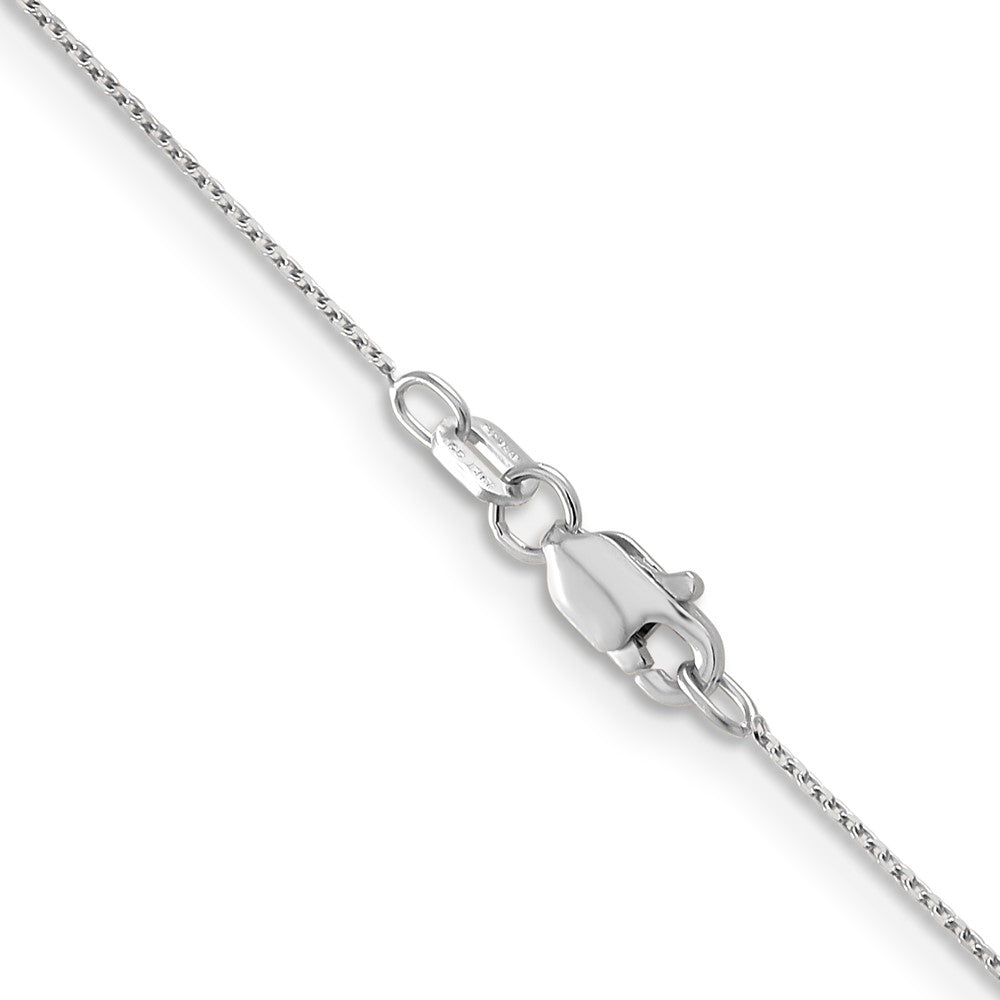 14K White Gold 18 inch .65mm Diamond-cut Round Open Link Cable with Lobster Clasp Chain