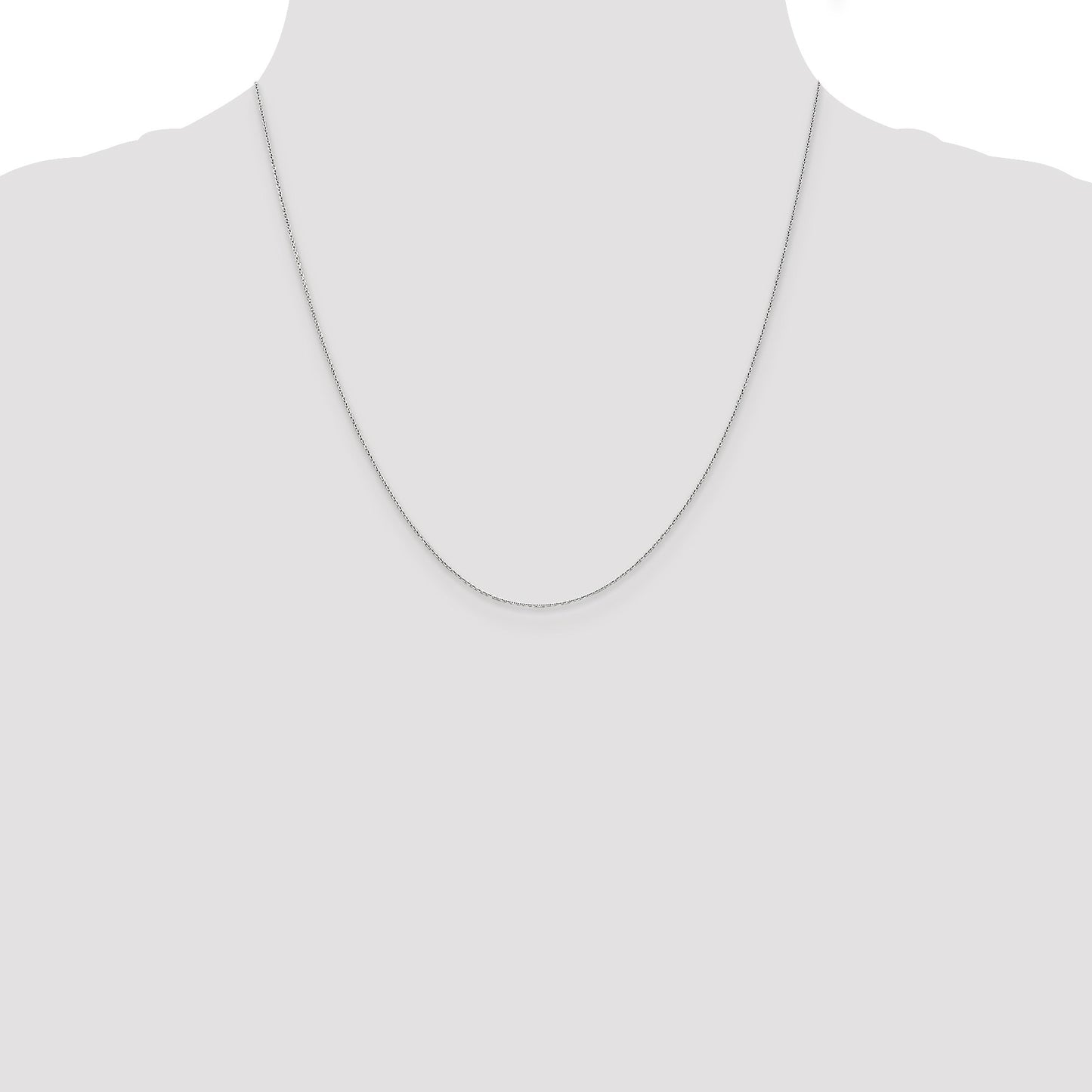 14K White Gold 20 inch .65mm Diamond-cut Round Open Link Cable with Lobster Clasp Chain