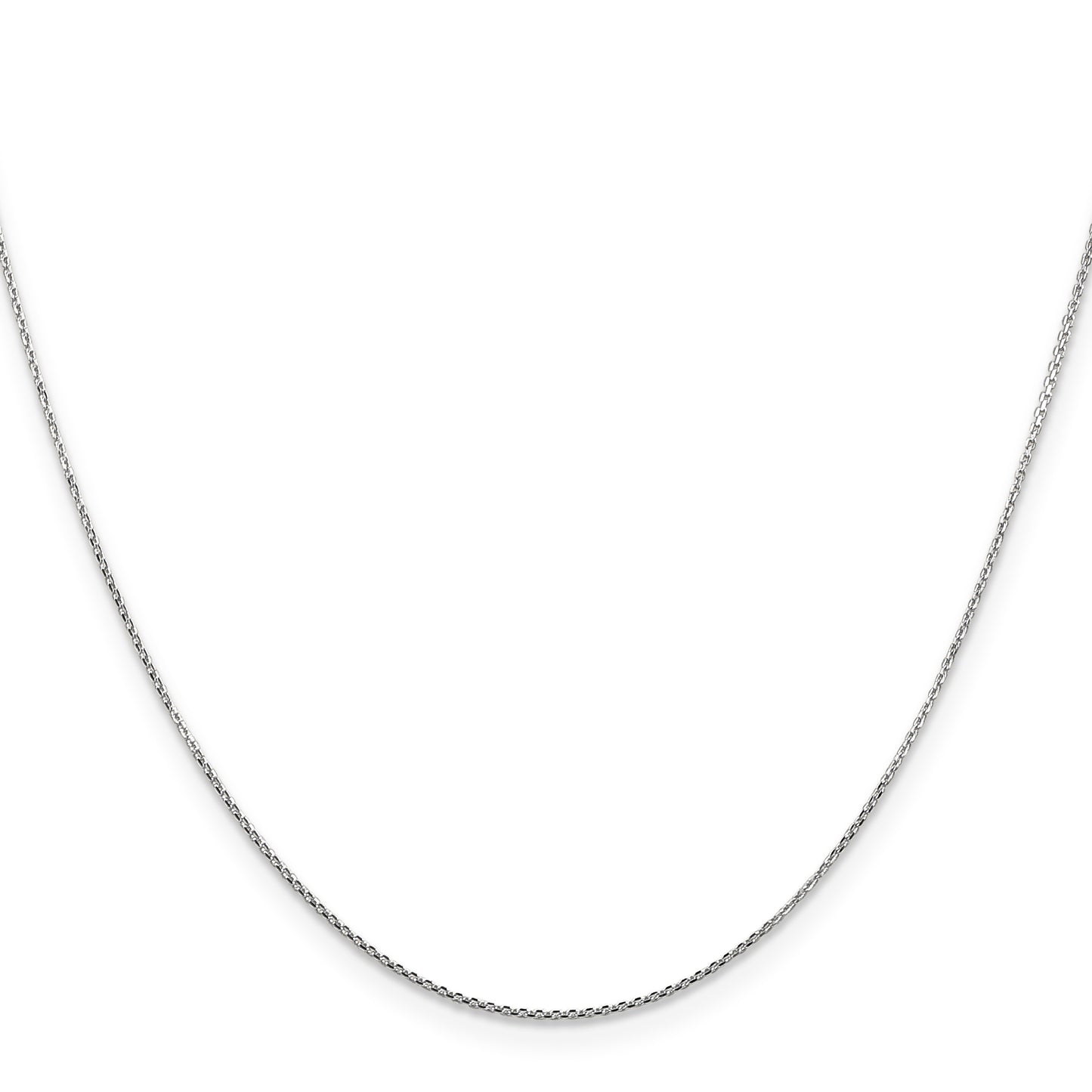 14K White Gold 16 inch .8mm Diamond-cut Round Open Link Cable with Lobster Clasp Chain