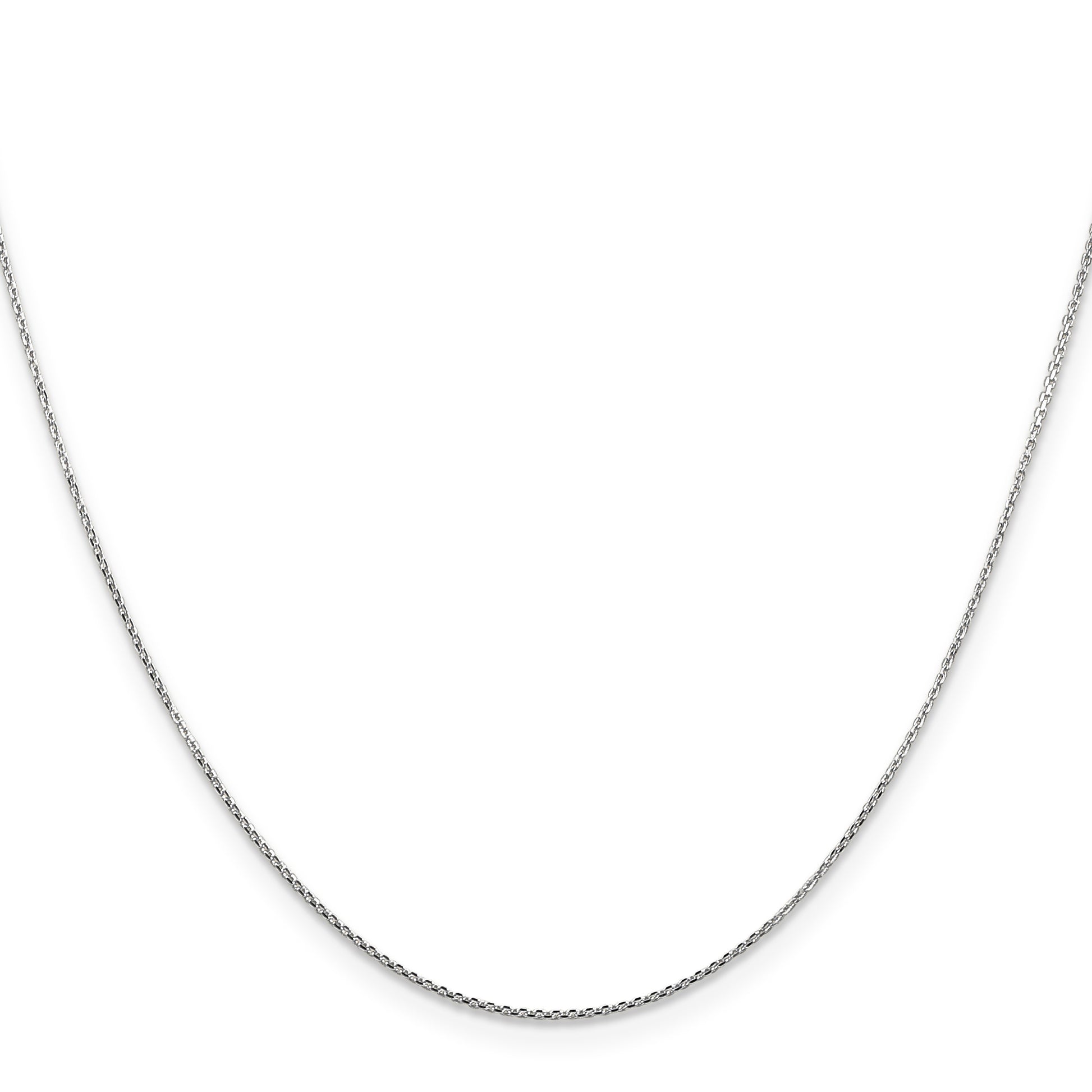 14K White Gold 16 inch .8mm Diamond-cut Round Open Link Cable with Lobster Clasp Chain