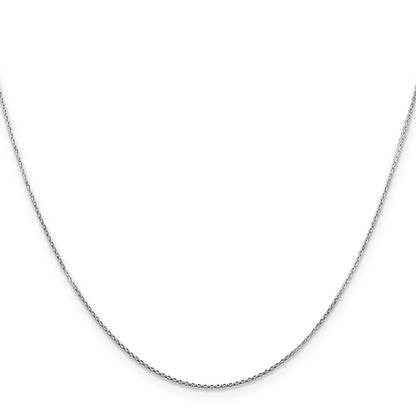 14K White Gold 14 inch .8mm Diamond-cut Round Open Link Cable with Lobster Clasp Chain