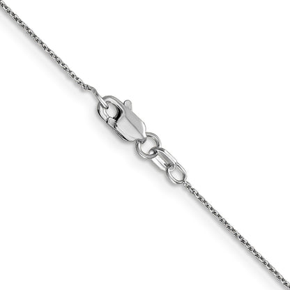 14K White Gold 14 inch .8mm Diamond-cut Round Open Link Cable with Lobster Clasp Chain