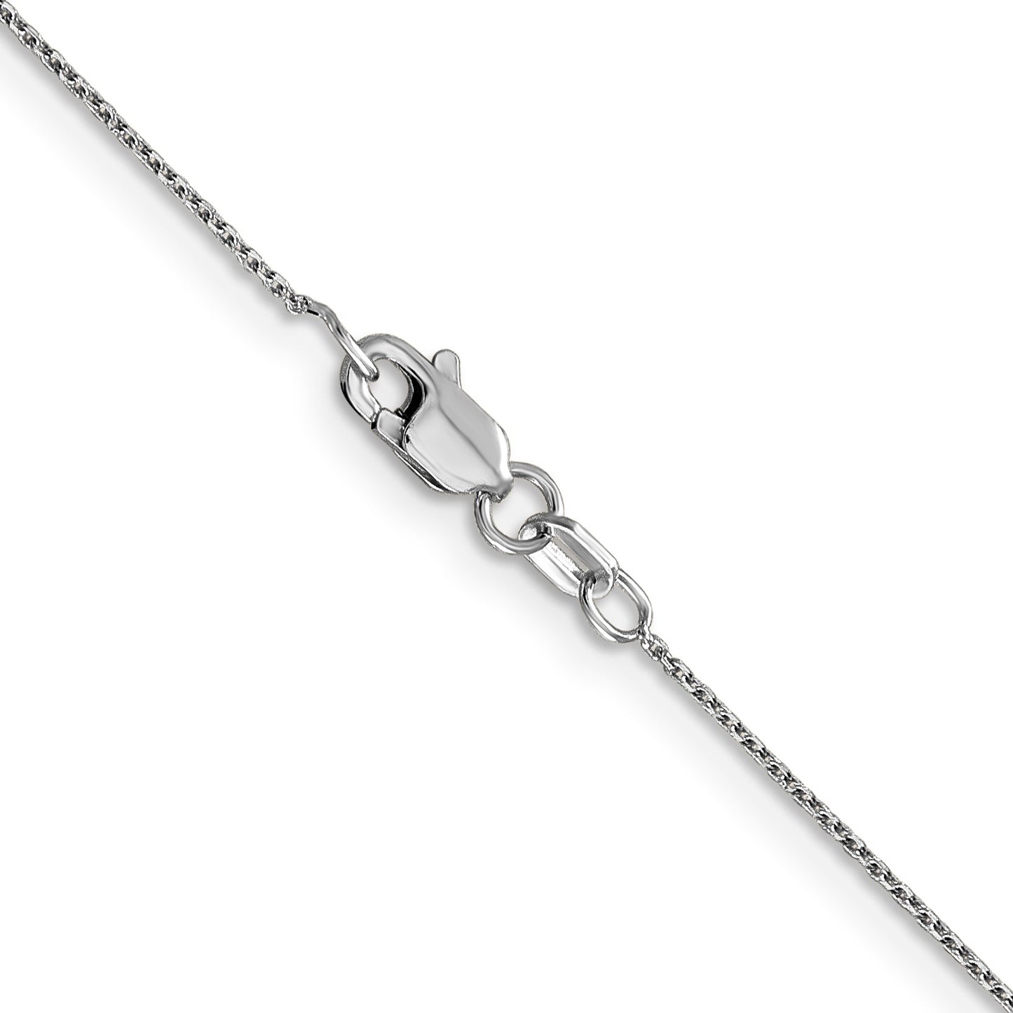 14K White Gold 22 inch .8mm Diamond-cut Round Open Link Cable with Lobster Clasp Chain