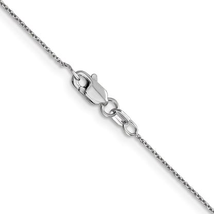 14K White Gold 22 inch .8mm Diamond-cut Round Open Link Cable with Lobster Clasp Chain