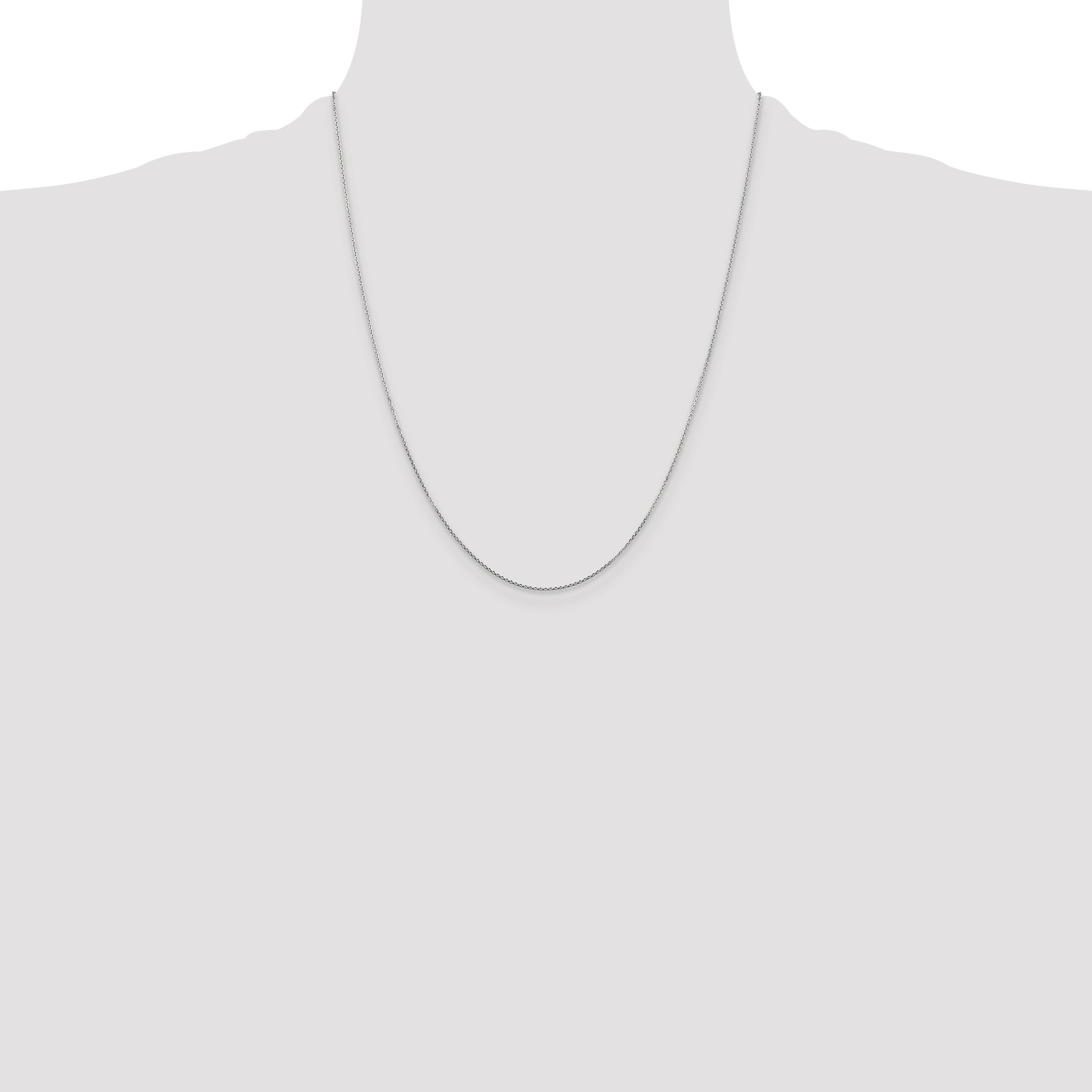 14K White Gold 22 inch .8mm Diamond-cut Round Open Link Cable with Lobster Clasp Chain