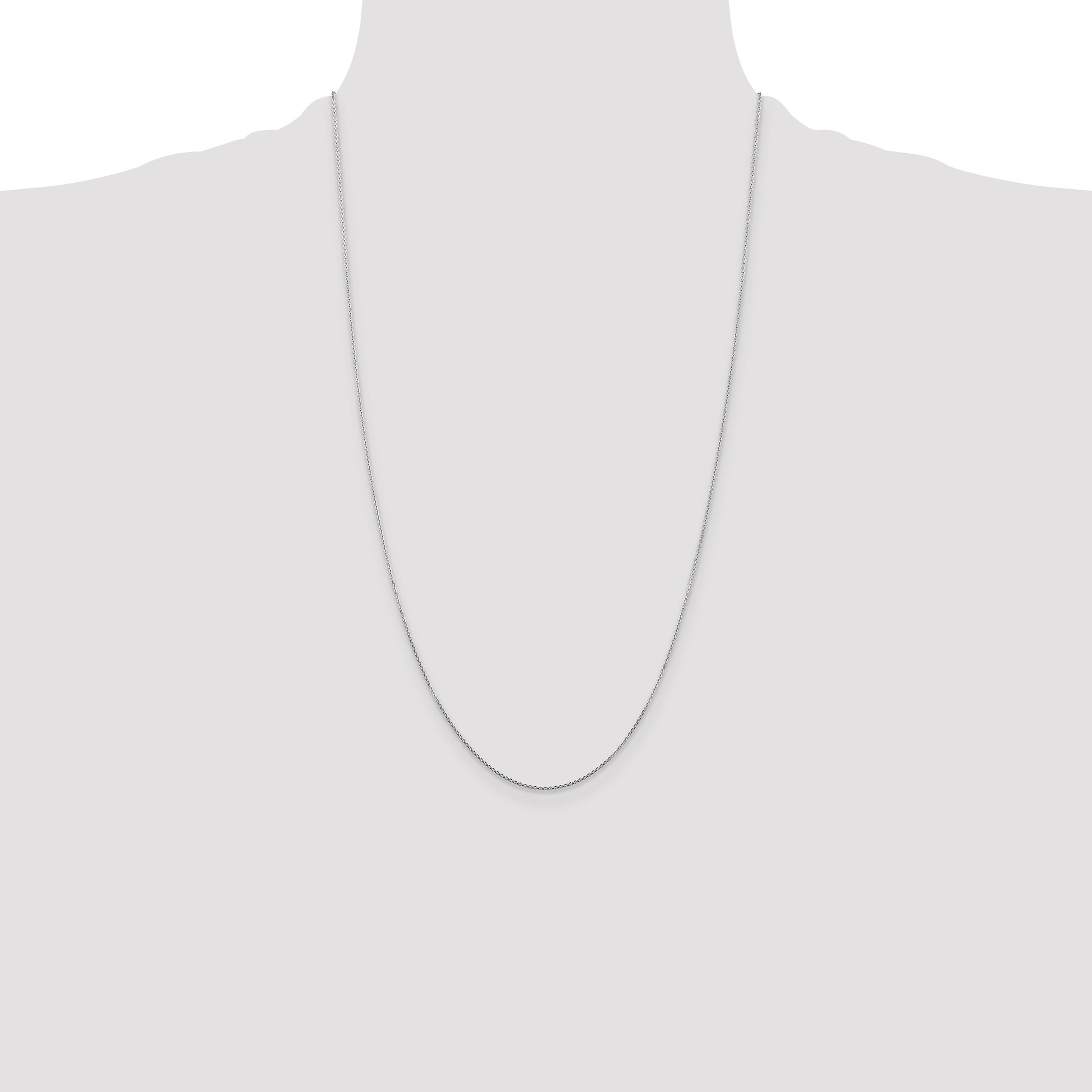 14K White Gold 26 inch .8mm Diamond-cut Round Open Link Cable with Lobster Clasp Chain