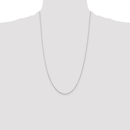 14K White Gold 26 inch .8mm Diamond-cut Round Open Link Cable with Lobster Clasp Chain