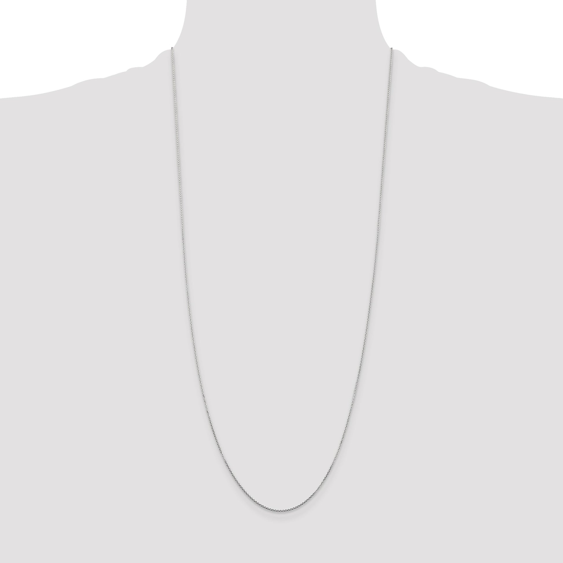 14K White Gold 30 inch .8mm Diamond-cut Round Open Link Cable with Lobster Clasp Chain