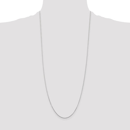 14K White Gold 30 inch .8mm Diamond-cut Round Open Link Cable with Lobster Clasp Chain
