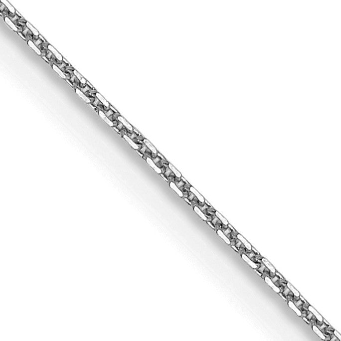 14K White Gold 16 inch .8mm Diamond-cut Round Open Link Cable with Lobster Clasp Chain