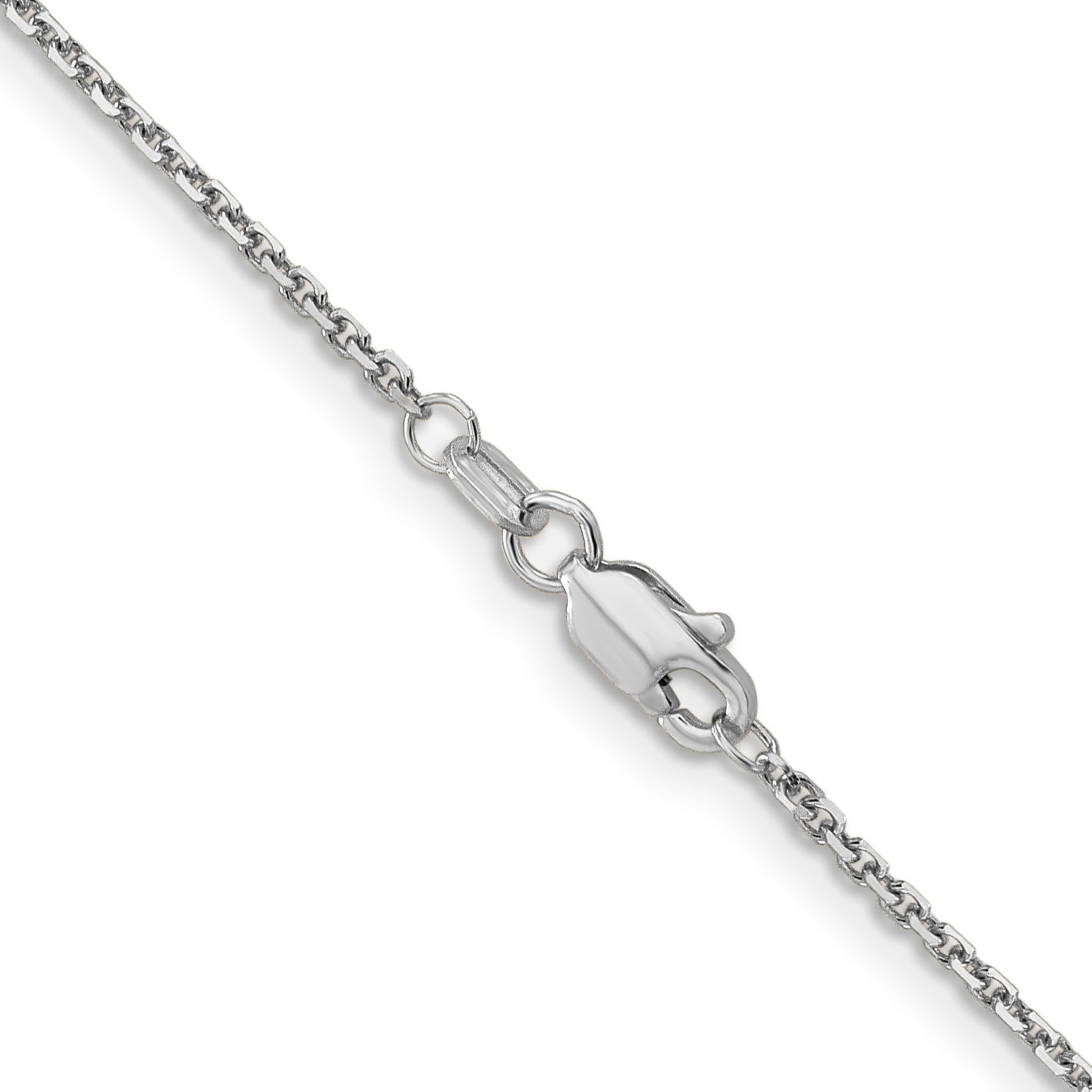 14K White Gold 22 inch 1.4mm Diamond-cut Round Open Link Cable with Lobster Clasp Chain