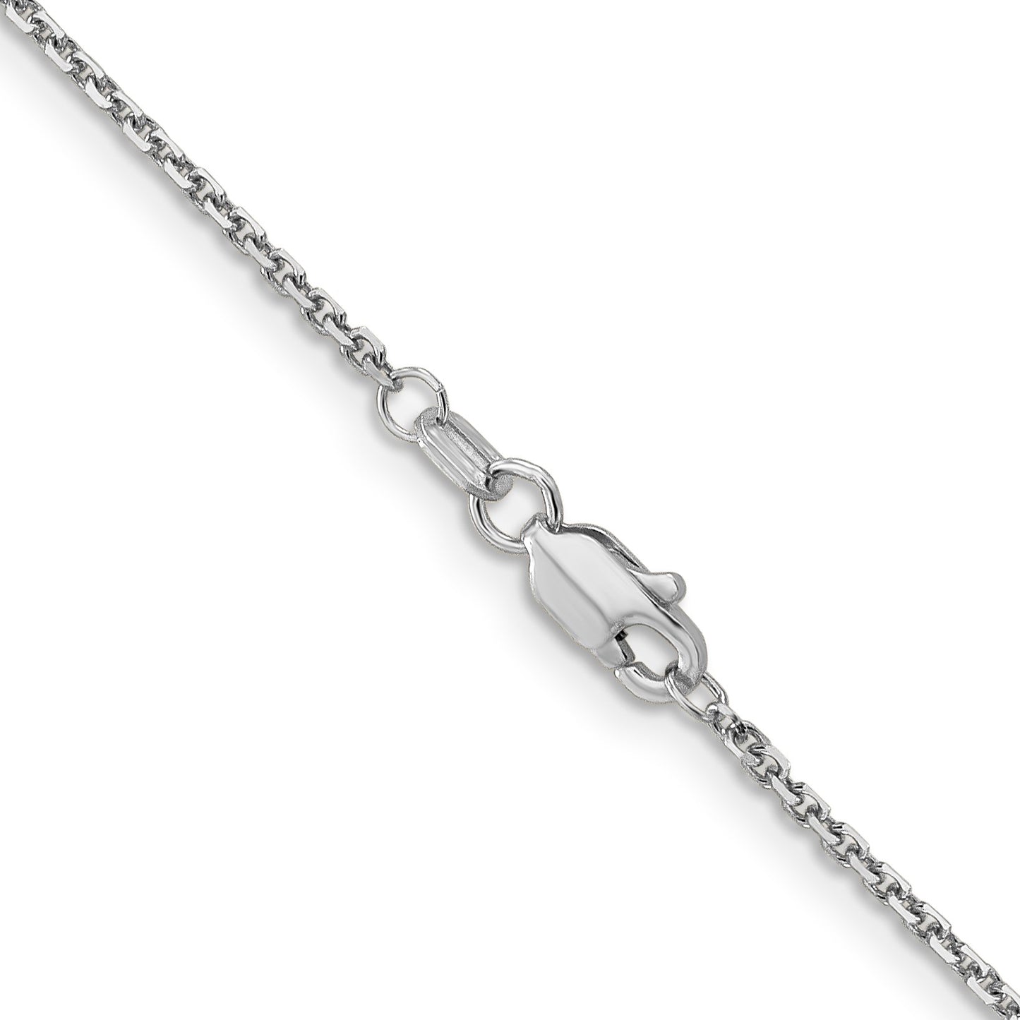 14K White Gold 24 inch 1.4mm Diamond-cut Round Open Link Cable with Lobster Clasp Chain