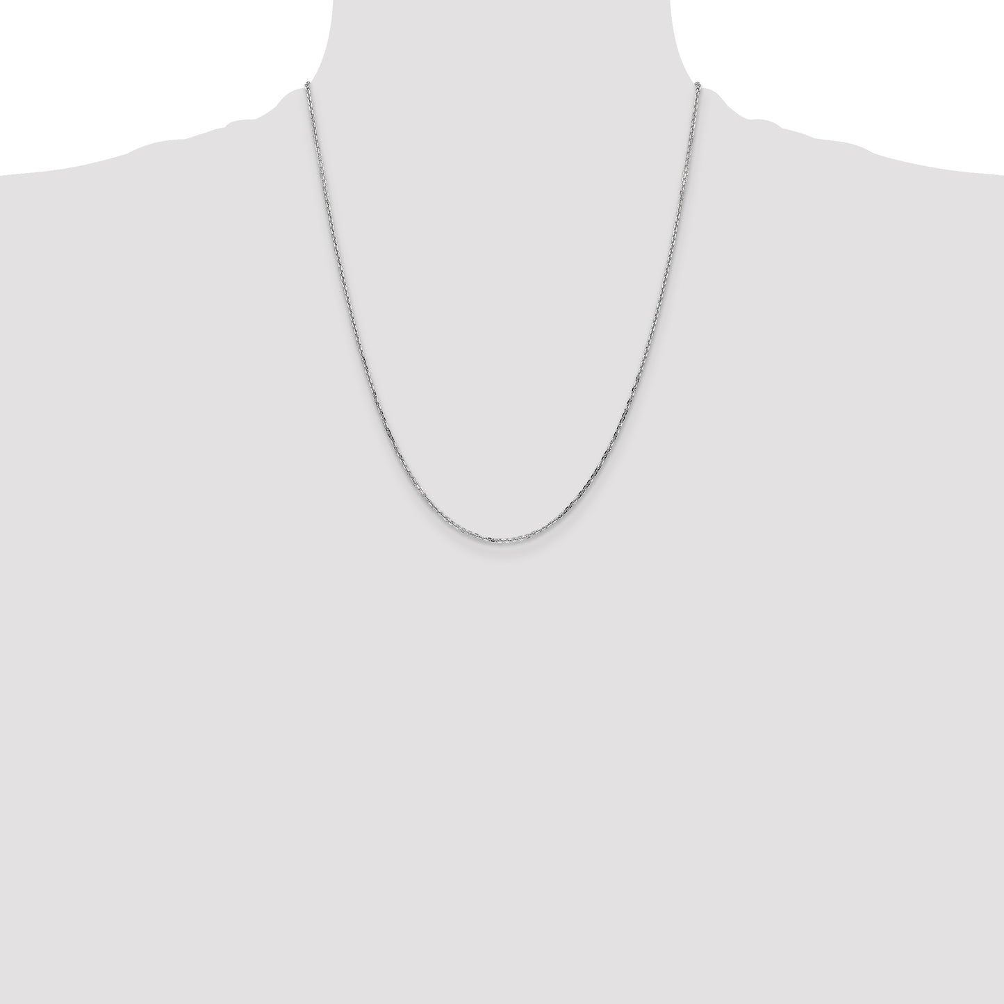 14K White Gold 22 inch 1.4mm Diamond-cut Round Open Link Cable with Lobster Clasp Chain