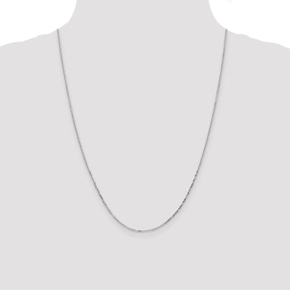 14K White Gold 24 inch 1.4mm Diamond-cut Round Open Link Cable with Lobster Clasp Chain