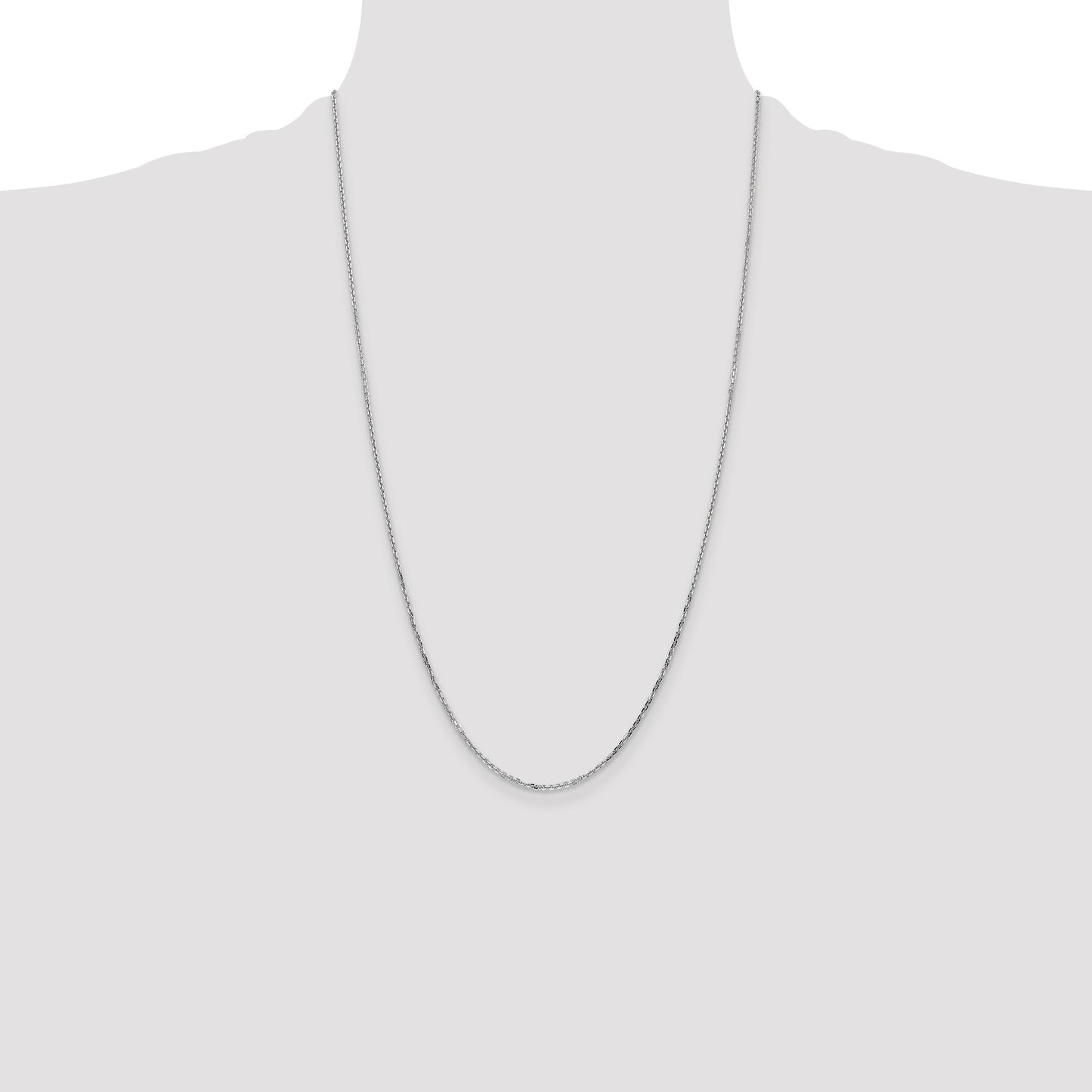 14K White Gold 26 inch 1.4mm Diamond-cut Round Open Link Cable with Lobster Clasp Chain