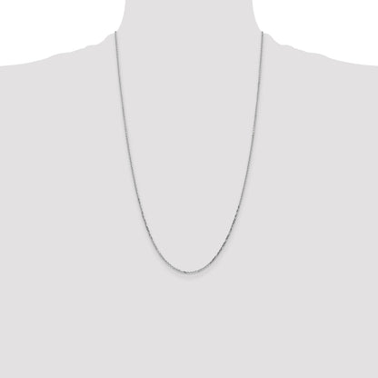 14K White Gold 26 inch 1.4mm Diamond-cut Round Open Link Cable with Lobster Clasp Chain