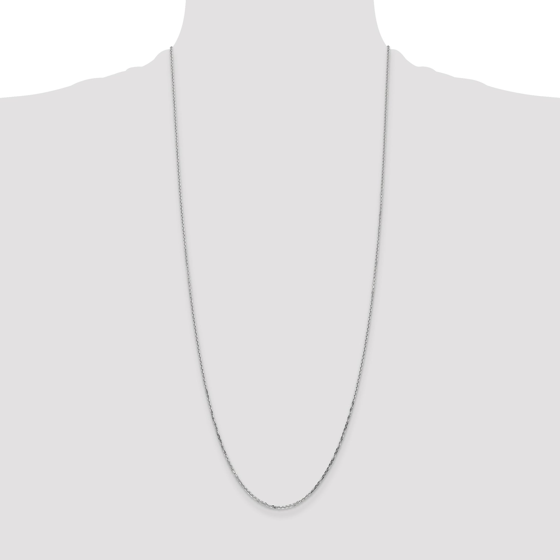 14K White Gold 30 inch 1.4mm Diamond-cut Round Open Link Cable with Lobster Clasp Chain